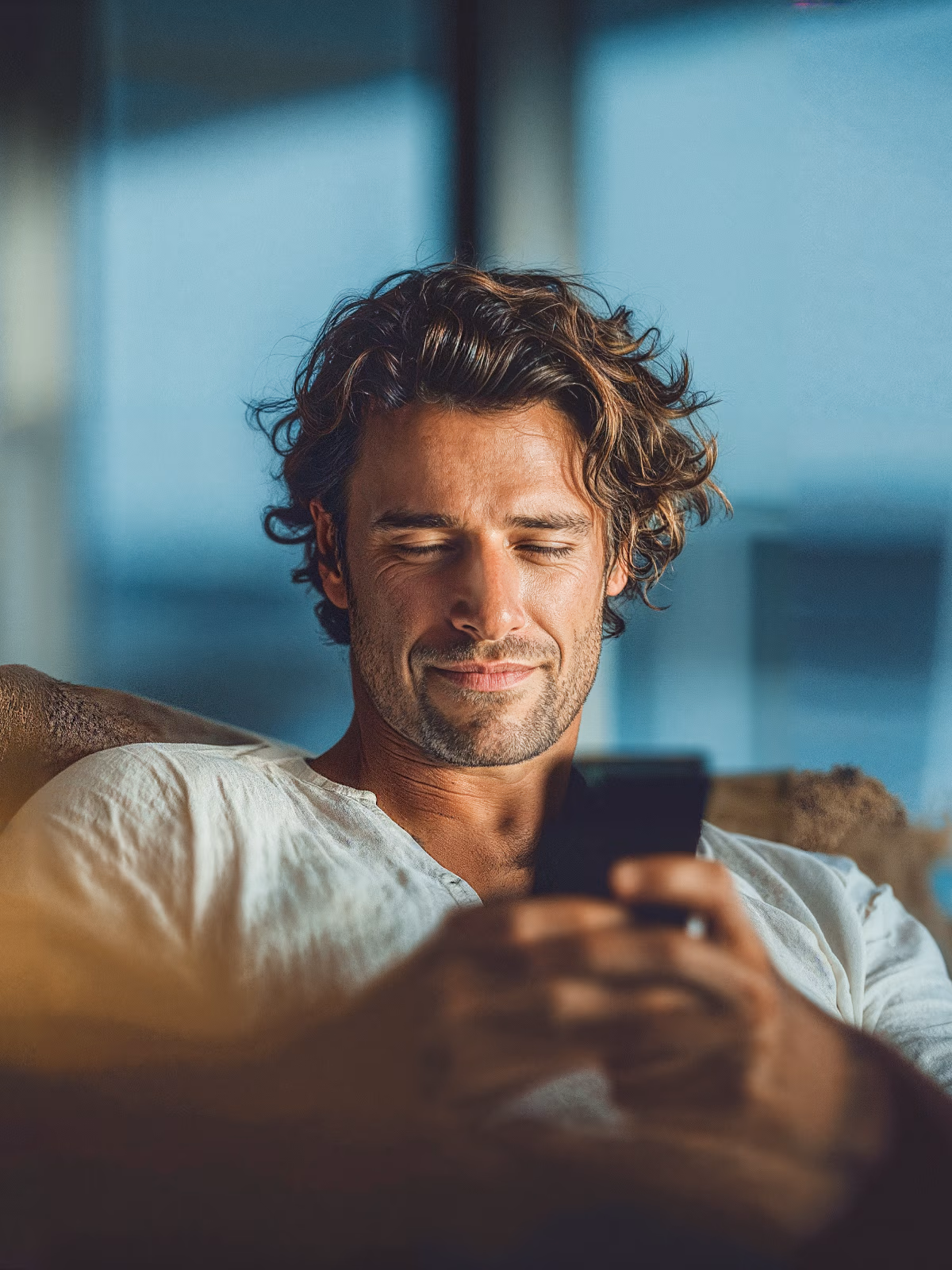 A male user checking his phone