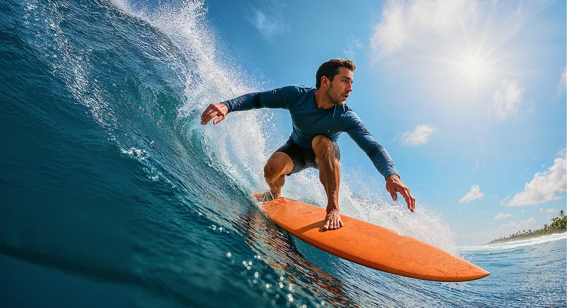 Man surfing a wave