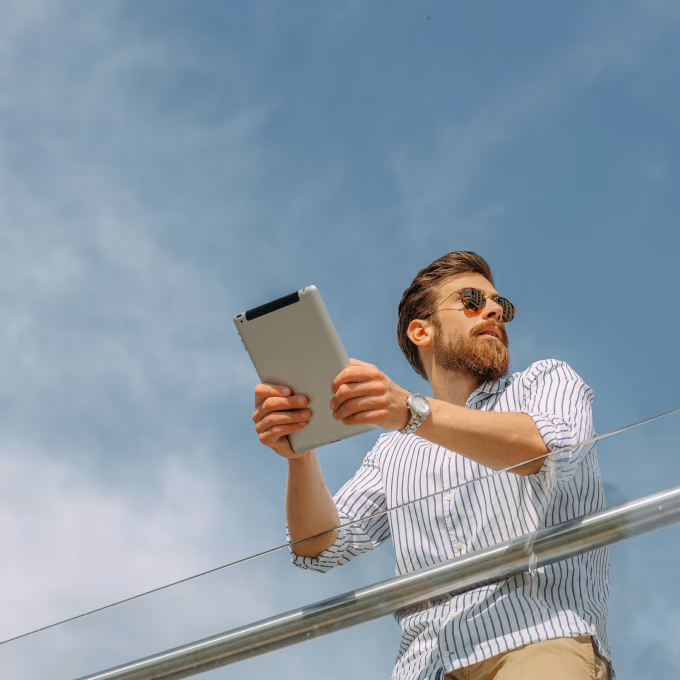 Man holding a tablet